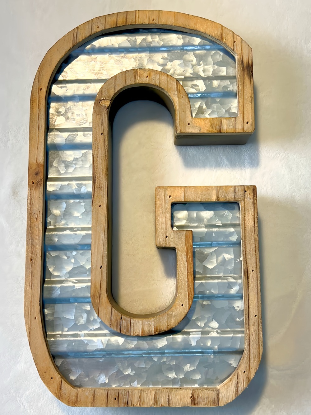 “G” Home Decor Wood and Galvanized Metal Letter G Wall Accent